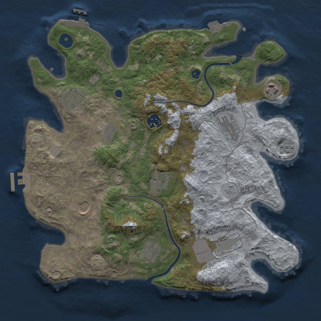 Rust Map: Procedural Map, Size: 3500, Seed: 1589667206, 16 Monuments