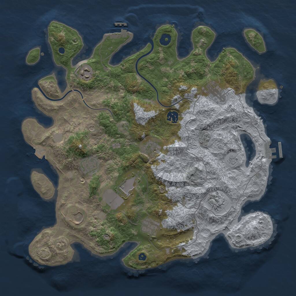 Rust Map: Procedural Map, Size: 3750, Seed: 834673503, 16 Monuments