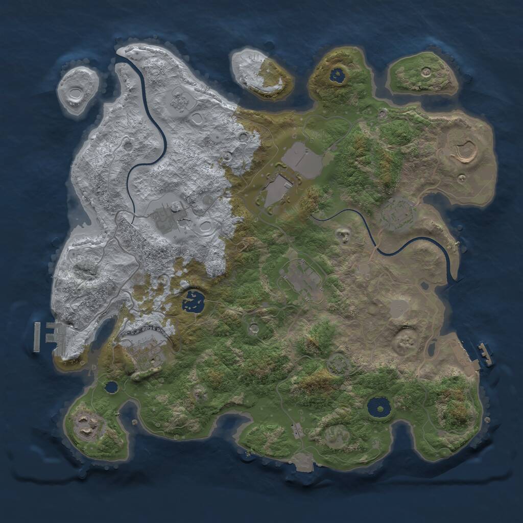 Rust Map: Procedural Map, Size: 3500, Seed: 773890730, 14 Monuments