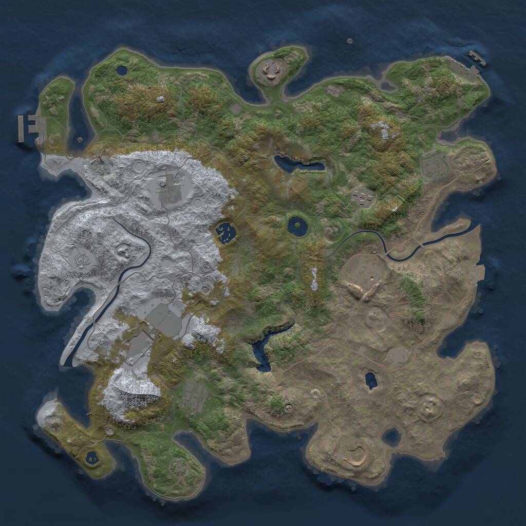Rust Map: Procedural Map, Size: 4000, Seed: 73348297, 15 Monuments