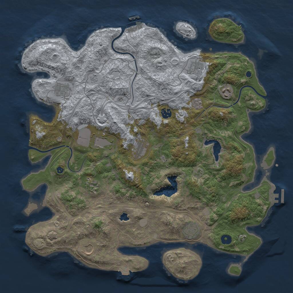 Rust Map: Procedural Map, Size: 4250, Seed: 1954462830, 16 Monuments