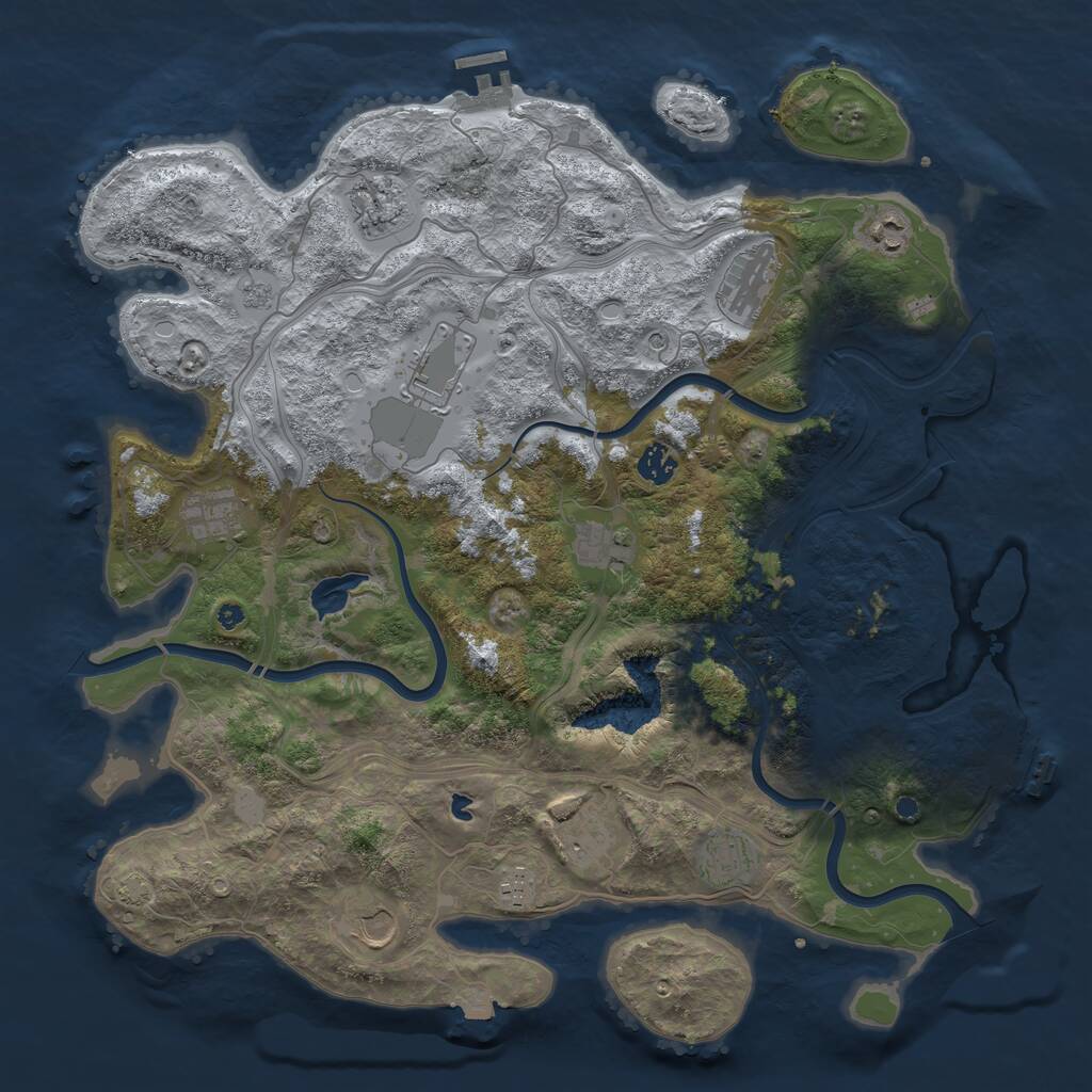 Rust Map: Procedural Map, Size: 4250, Seed: 1954462830, 17 Monuments