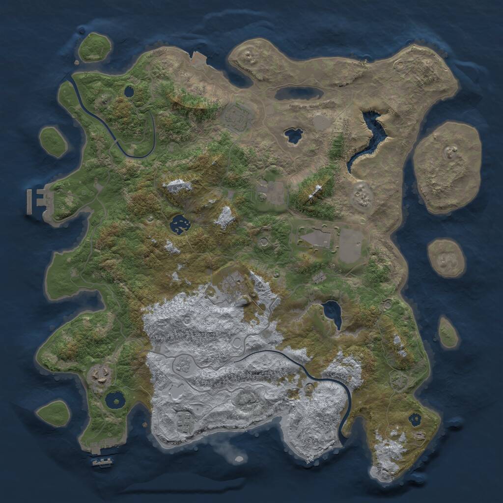 Rust Map: Procedural Map, Size: 4000, Seed: 1986213521, 13 Monuments
