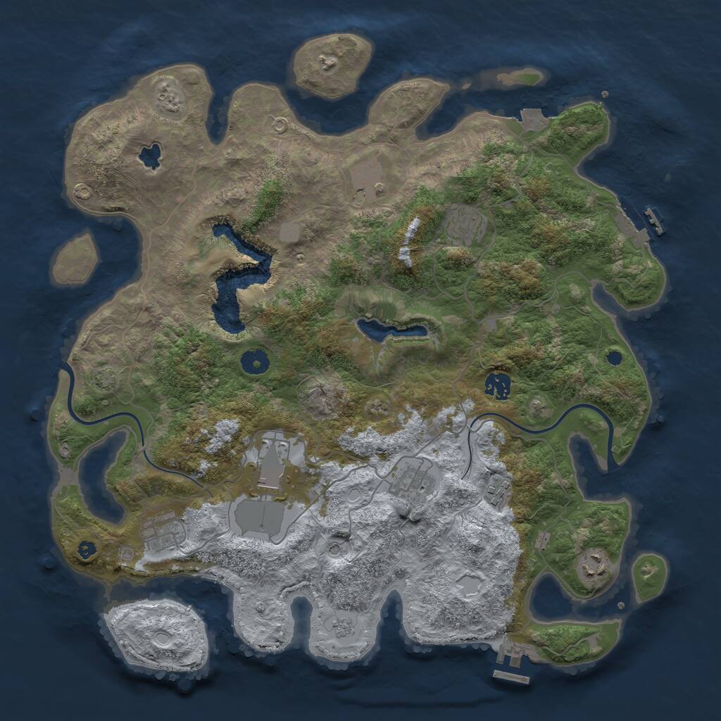 Rust Map: Procedural Map, Size: 4000, Seed: 473249477, 14 Monuments