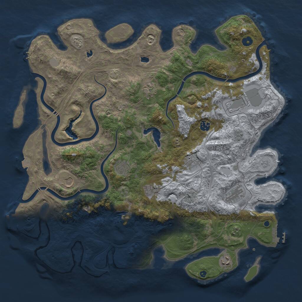 Rust Map: Procedural Map, Size: 4500, Seed: 608221512, 16 Monuments