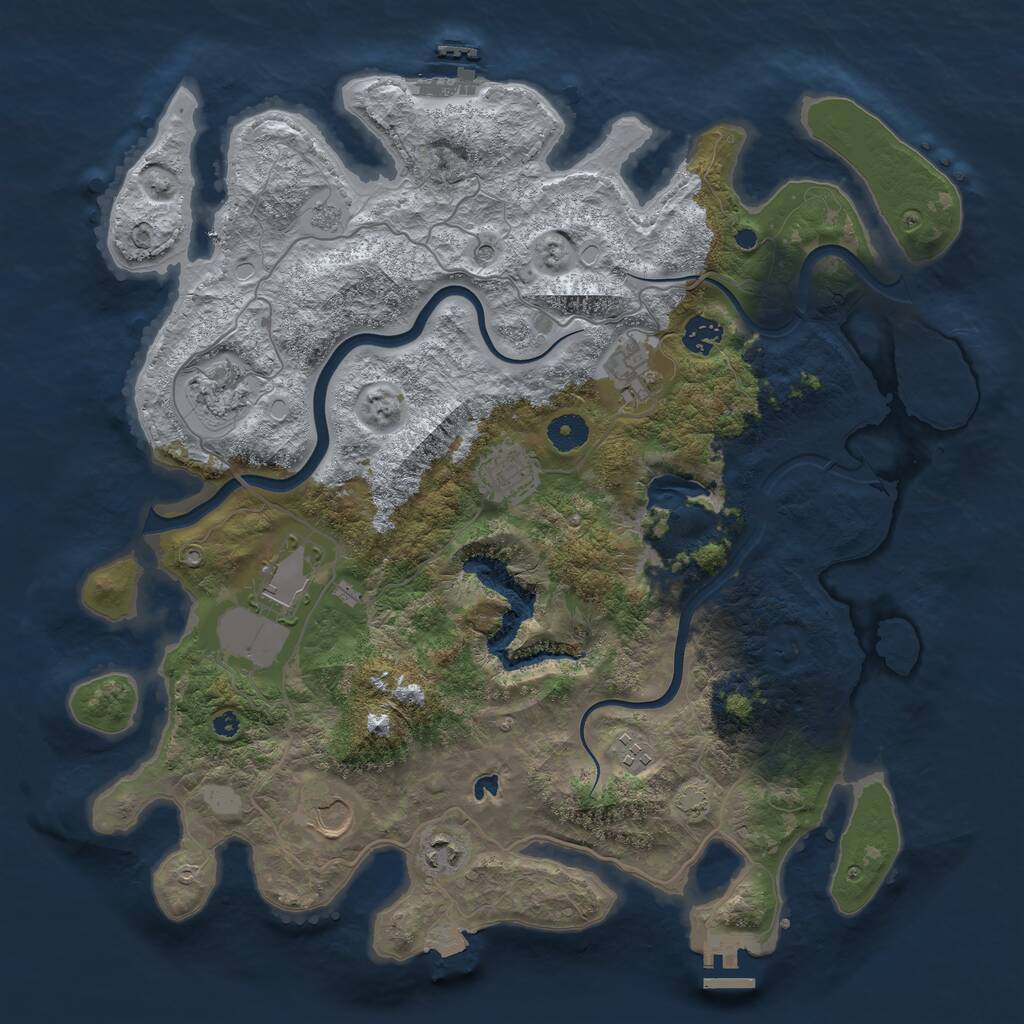 Rust Map: Procedural Map, Size: 4000, Seed: 663233596, 14 Monuments