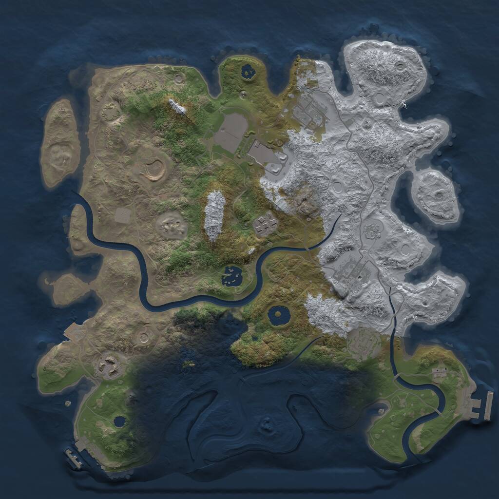 Rust Map: Procedural Map, Size: 3500, Seed: 298056299, 14 Monuments