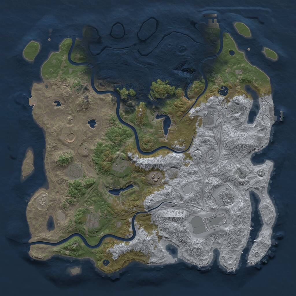 Rust Map: Procedural Map, Size: 4500, Seed: 630070435, 16 Monuments