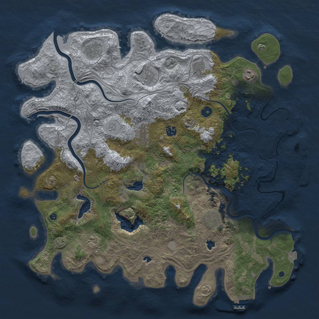 Rust Map: Procedural Map, Size: 4500, Seed: 1355199155, 15 Monuments