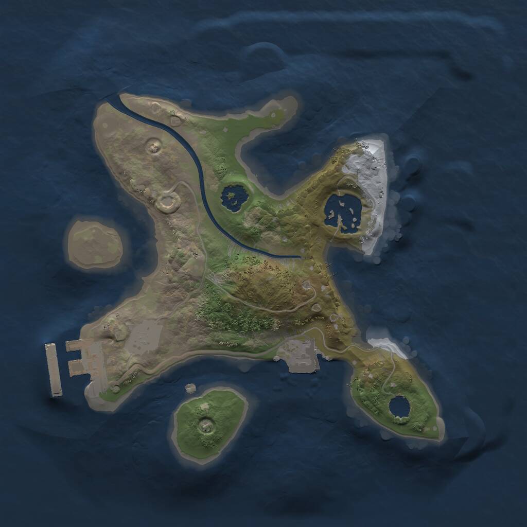 Rust Map: Procedural Map, Size: 2000, Seed: 1891242595, 3 Monuments