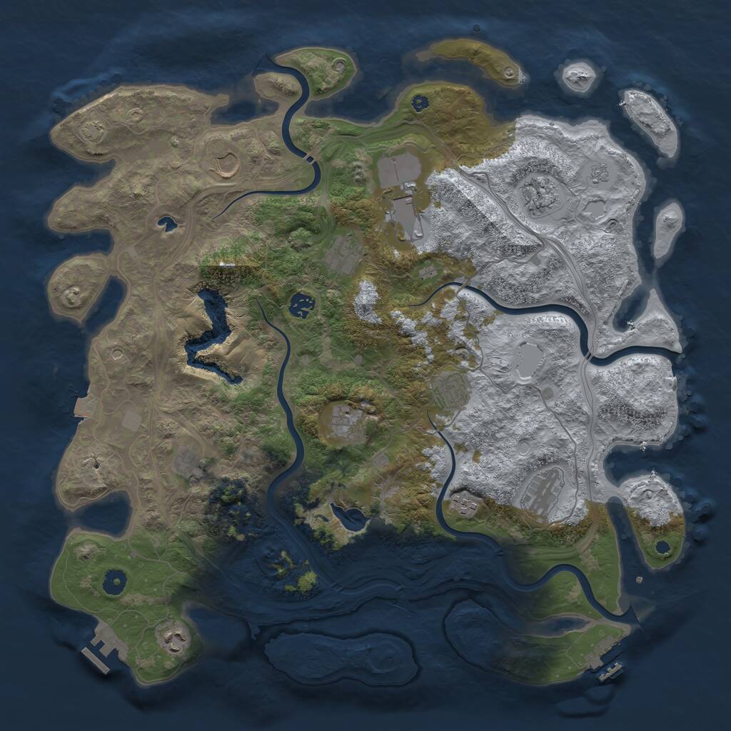 Rust Map: Procedural Map, Size: 4400, Seed: 164824, 17 Monuments
