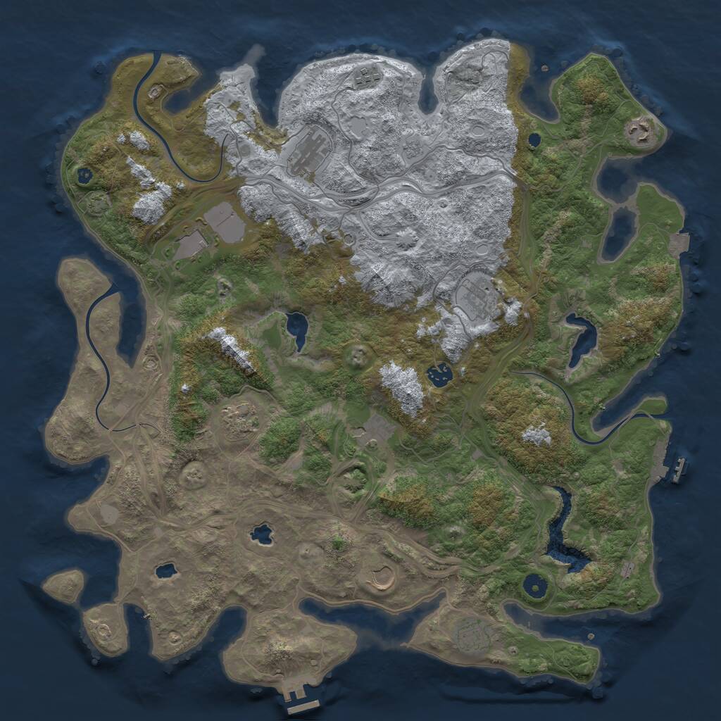 Rust Map: Procedural Map, Size: 4500, Seed: 1543320969, 16 Monuments