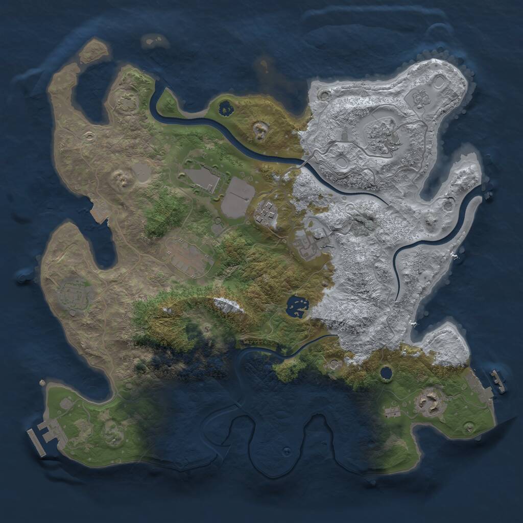 Rust Map: Procedural Map, Size: 3500, Seed: 1709652084, 14 Monuments