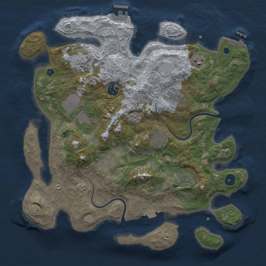 Rust Map: Procedural Map, Size: 3650, Seed: 10002544, 15 Monuments