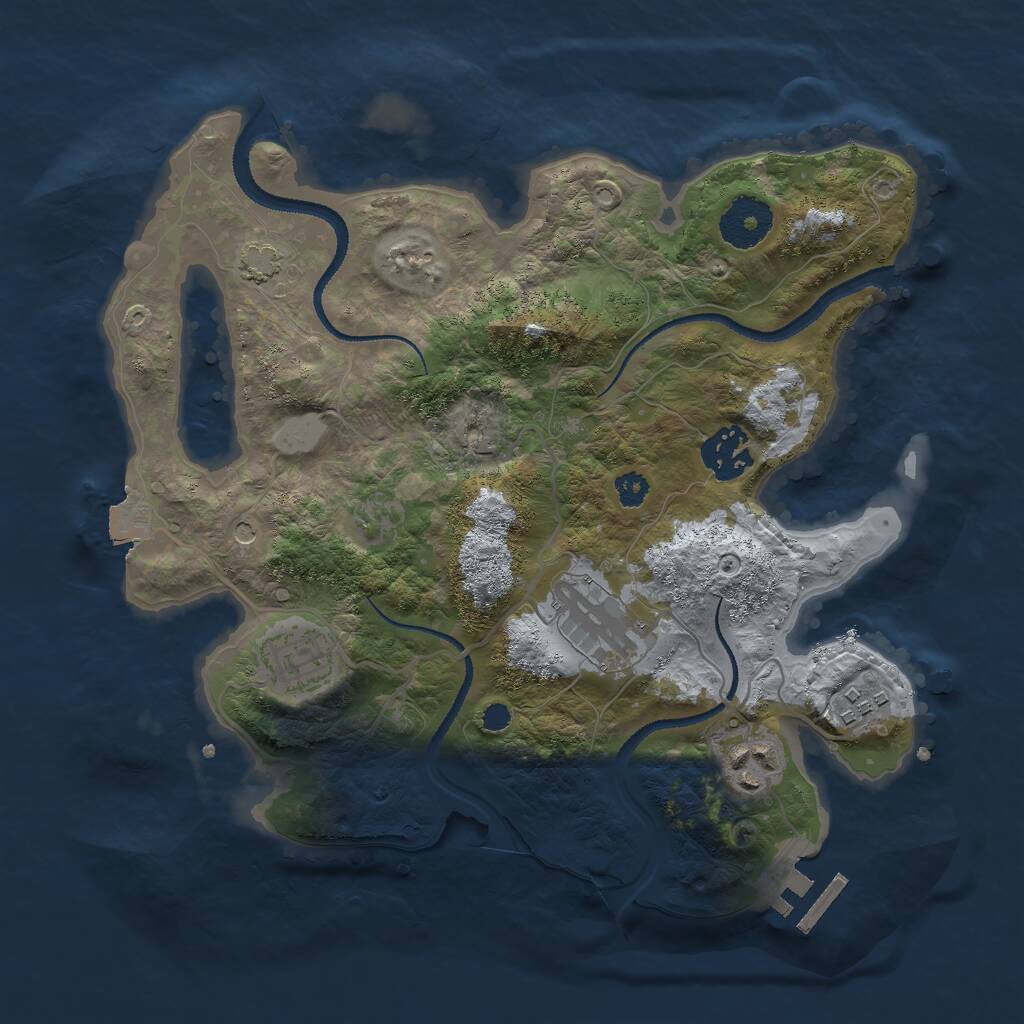 Rust Map: Procedural Map, Size: 3000, Seed: 776129135, 9 Monuments