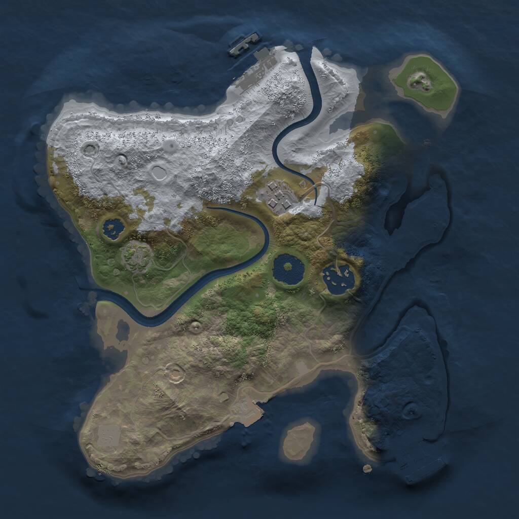 Rust Map: Procedural Map, Size: 2500, Seed: 1253741156, 6 Monuments