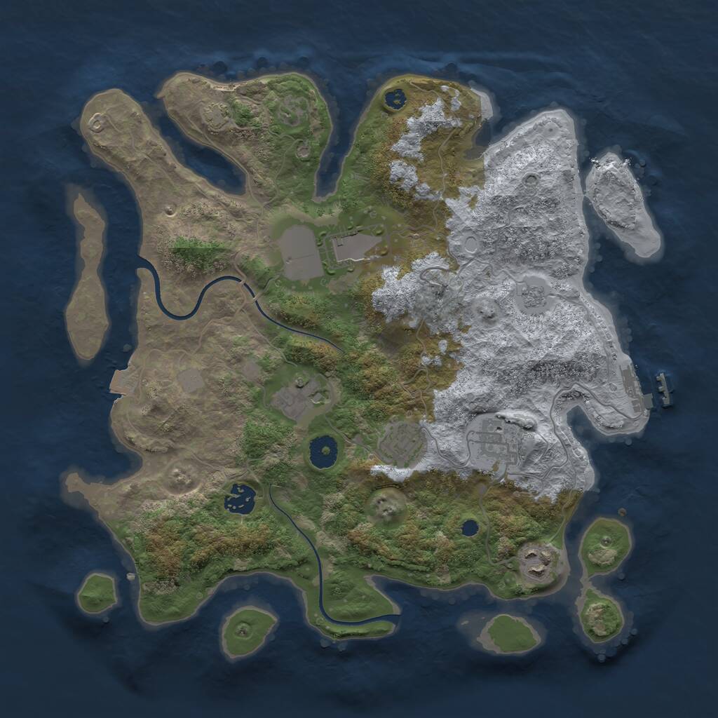 Rust Map: Procedural Map, Size: 3500, Seed: 5380259, 10 Monuments