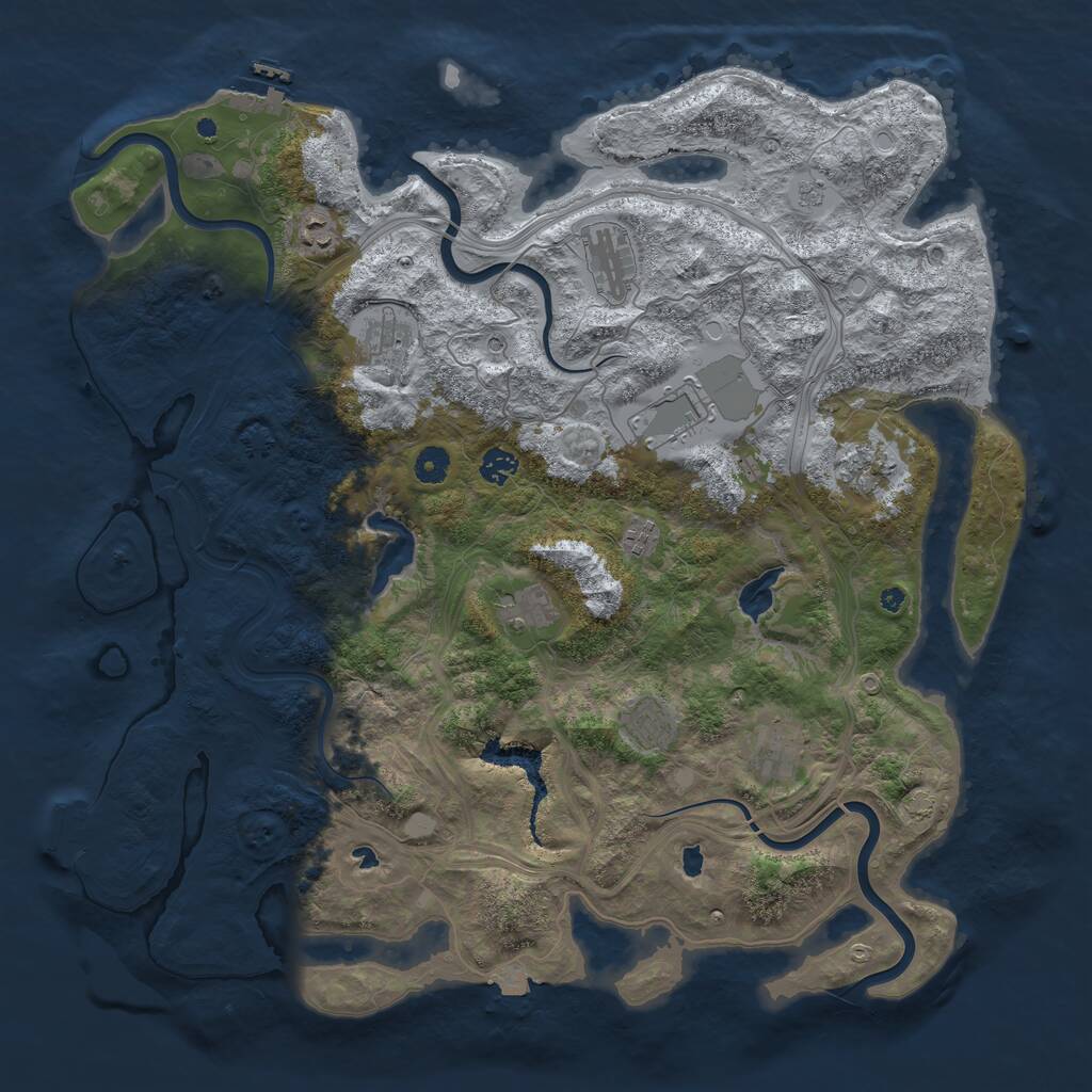 Rust Map: Procedural Map, Size: 4500, Seed: 1092815104, 16 Monuments