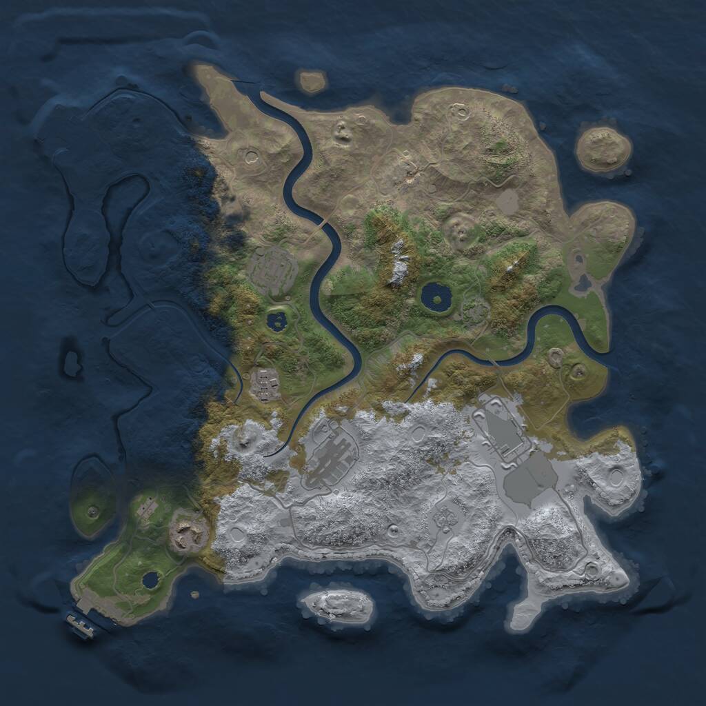 Rust Map: Procedural Map, Size: 3500, Seed: 223210341, 11 Monuments