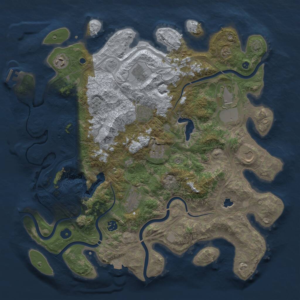 Rust Map: Procedural Map, Size: 4250, Seed: 1876456129, 14 Monuments