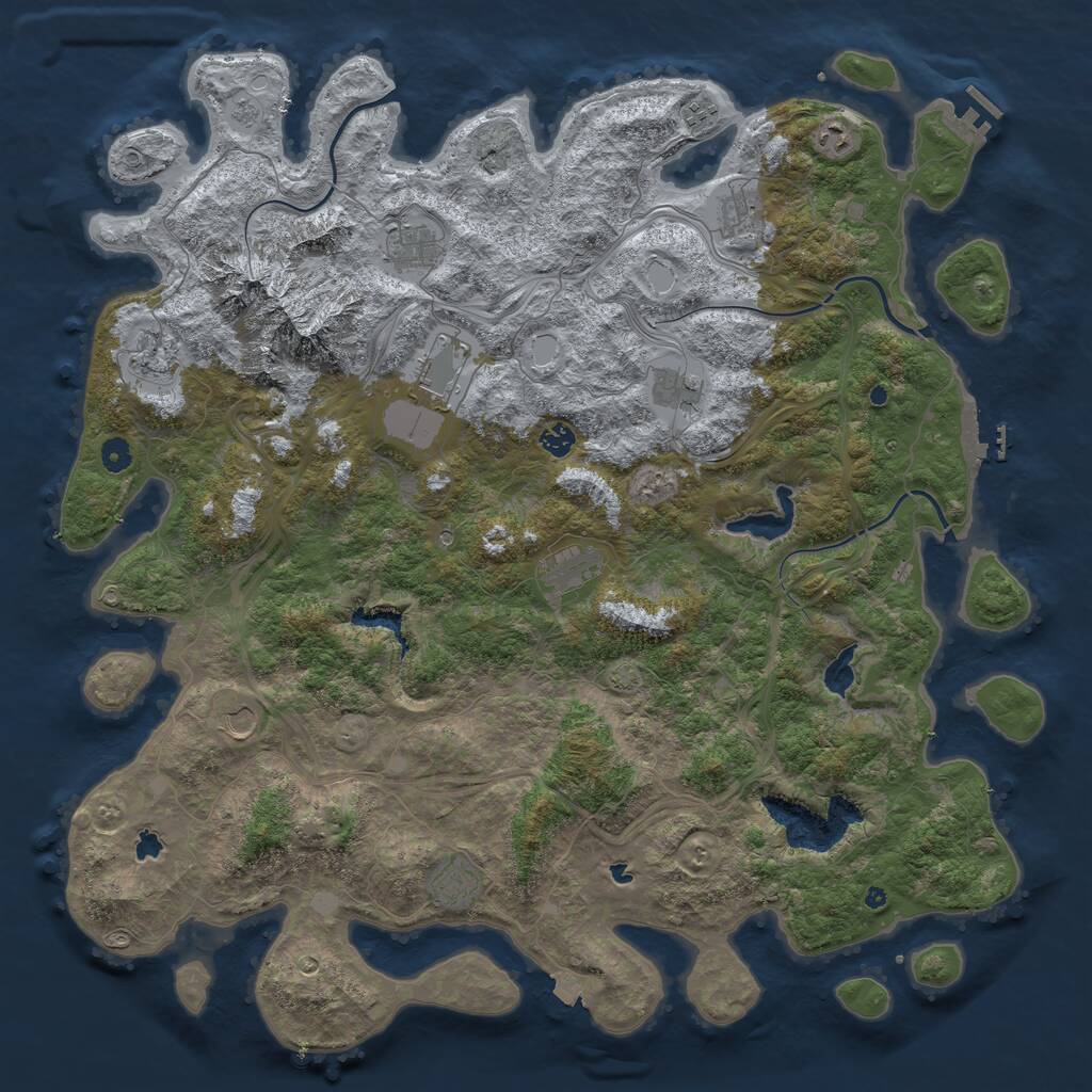 Rust Map: Procedural Map, Size: 5000, Seed: 287614, 17 Monuments