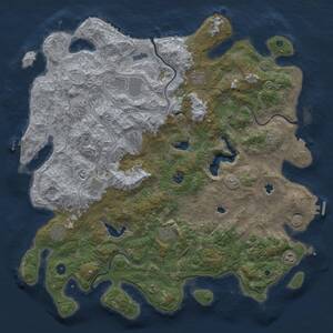 Thumbnail Rust Map: Procedural Map, Size: 4989, Seed: 1936045757, 16 Monuments