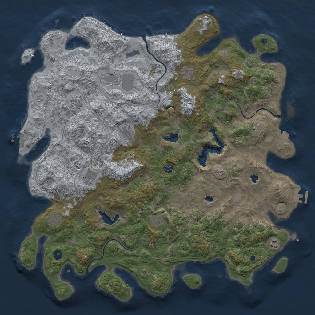 Rust Map: Procedural Map, Size: 4989, Seed: 1936045757, 16 Monuments