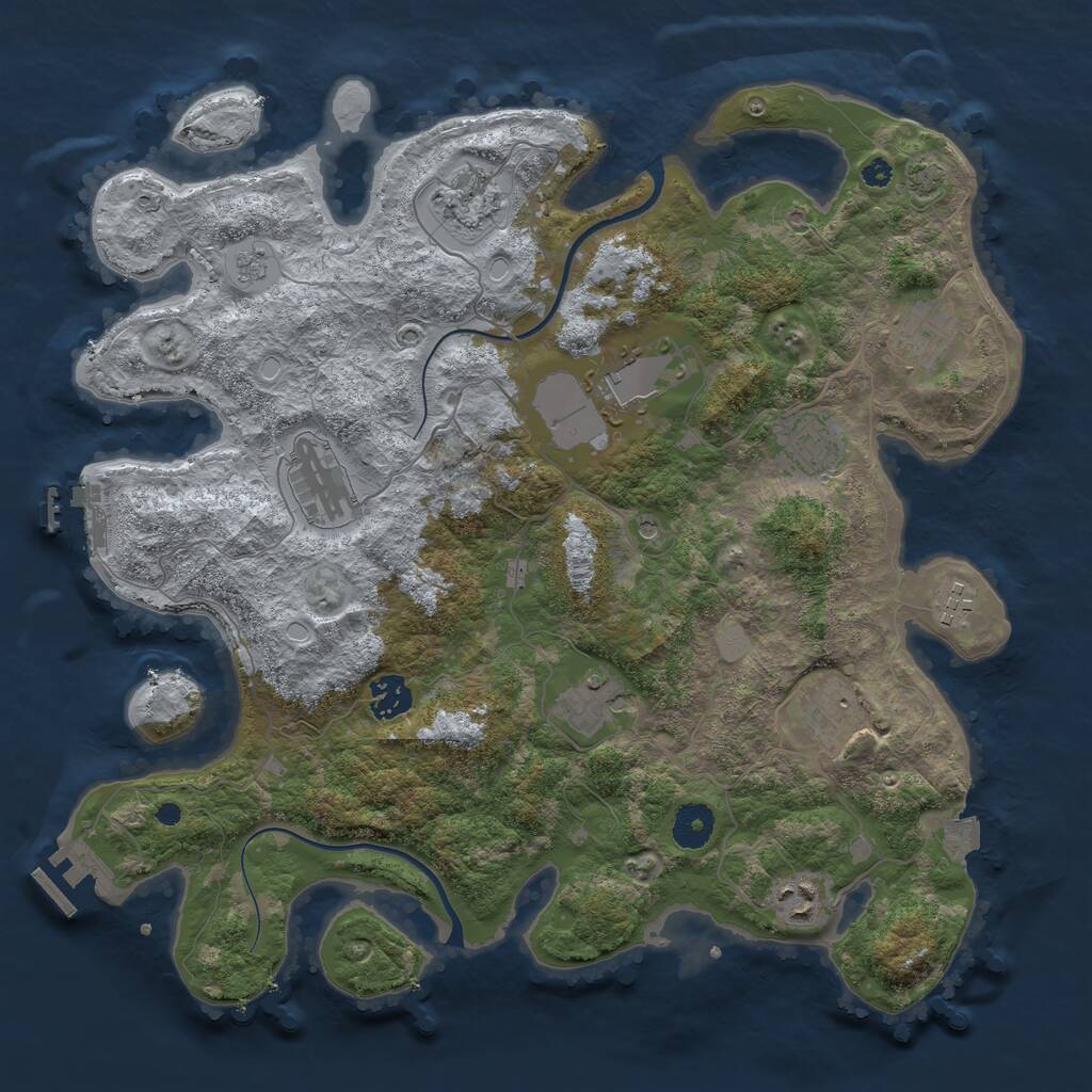 Rust Map: Procedural Map, Size: 3750, Seed: 2112187628, 16 Monuments