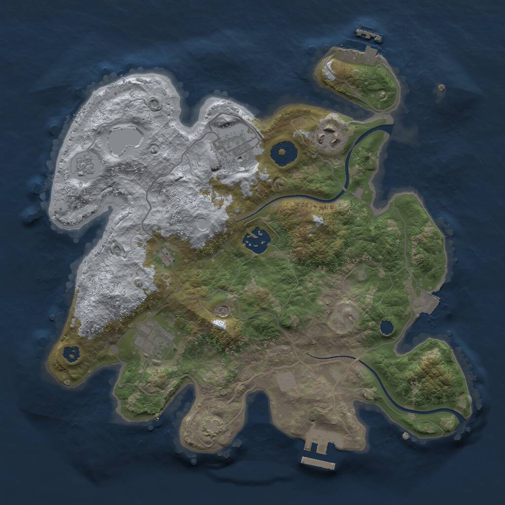 Rust Map: Procedural Map, Size: 3000, Seed: 876223477, 10 Monuments
