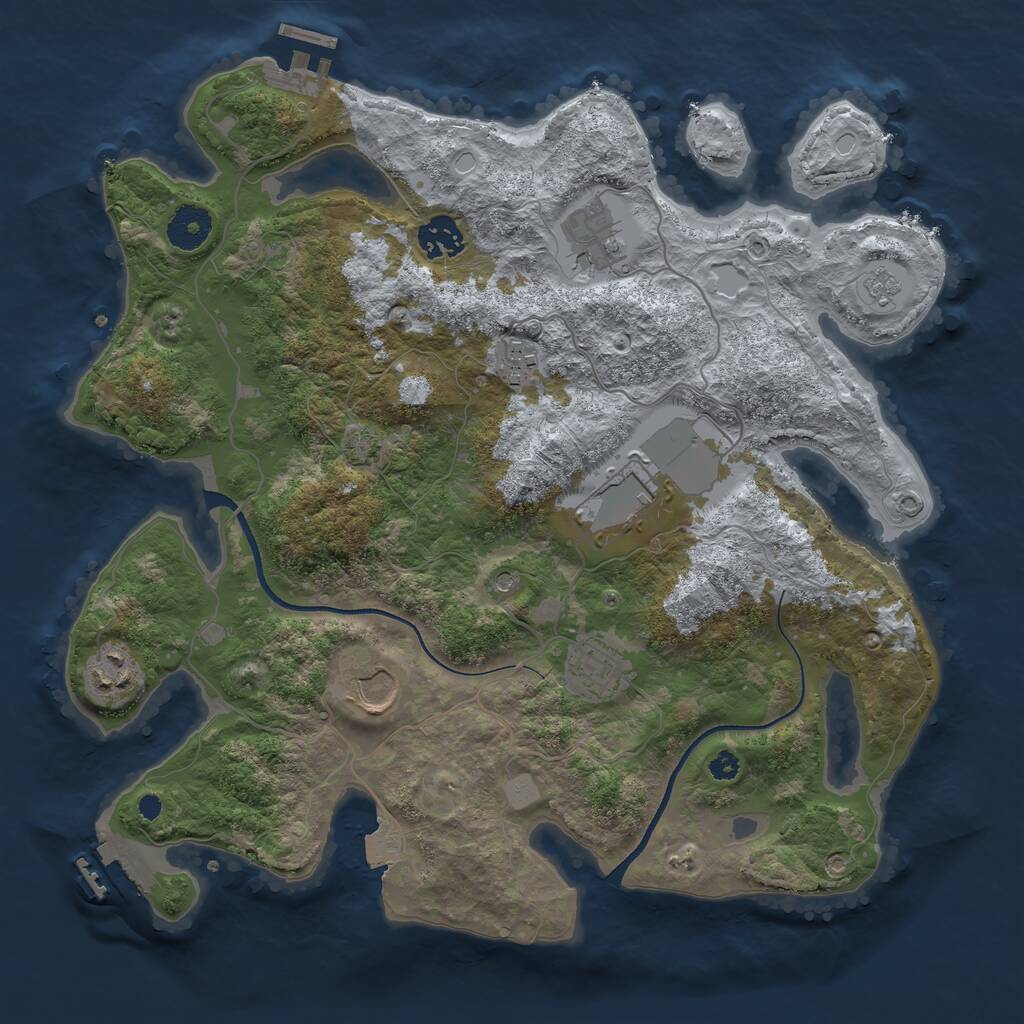 Rust Map: Procedural Map, Size: 3500, Seed: 1428236444, 13 Monuments