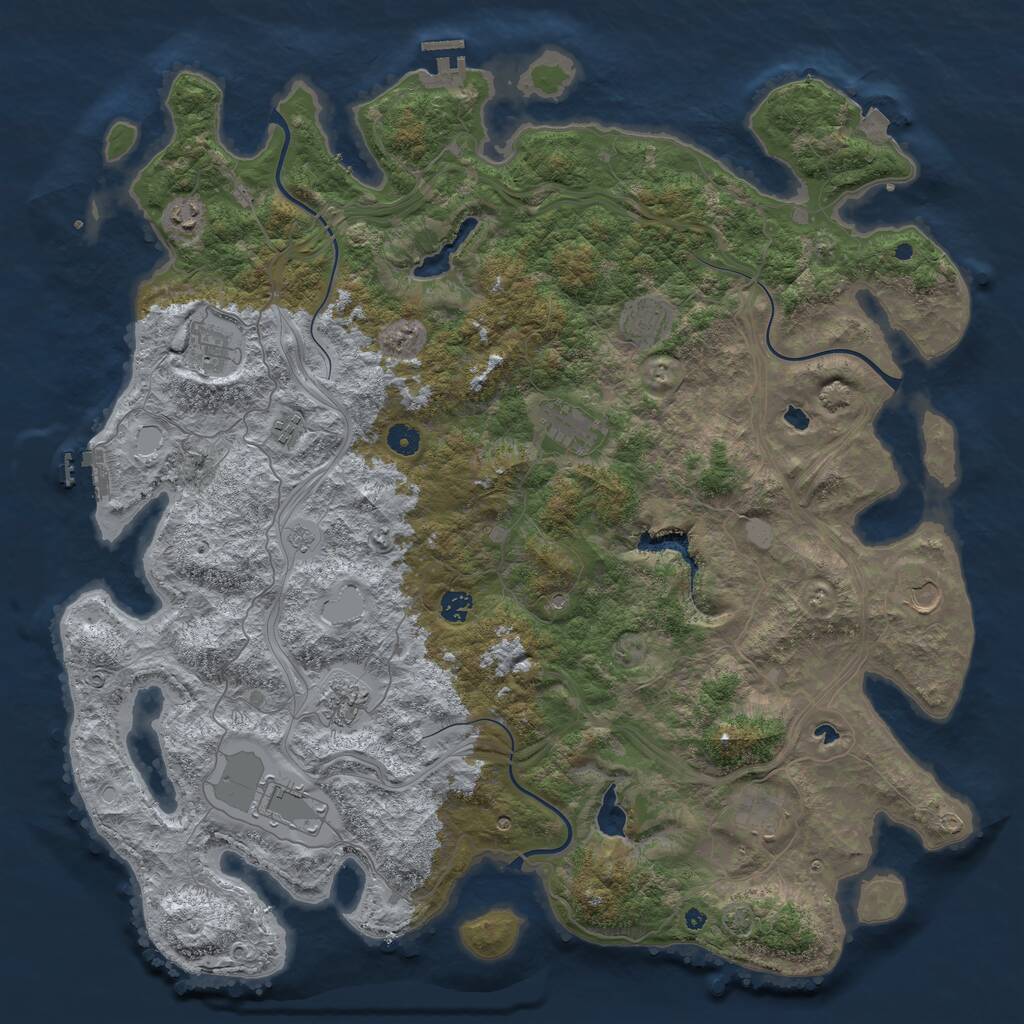 Rust Map: Procedural Map, Size: 4800, Seed: 1402145675, 16 Monuments