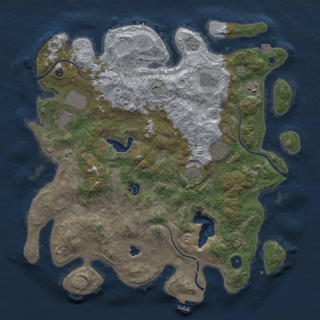 Rust Map: Procedural Map, Size: 4050, Seed: 1457006704, 13 Monuments