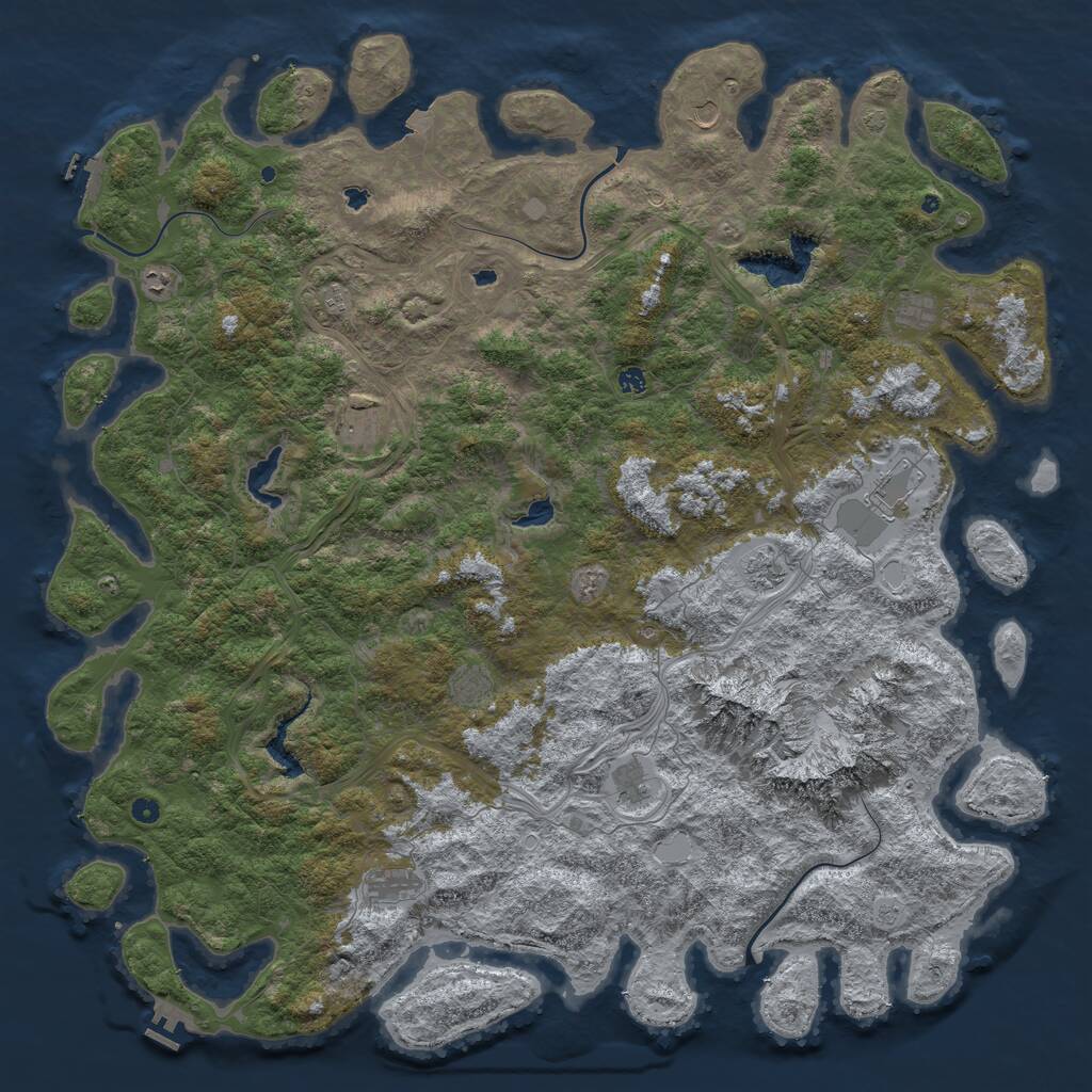 Rust Map: Procedural Map, Size: 6000, Seed: 937371355, 17 Monuments