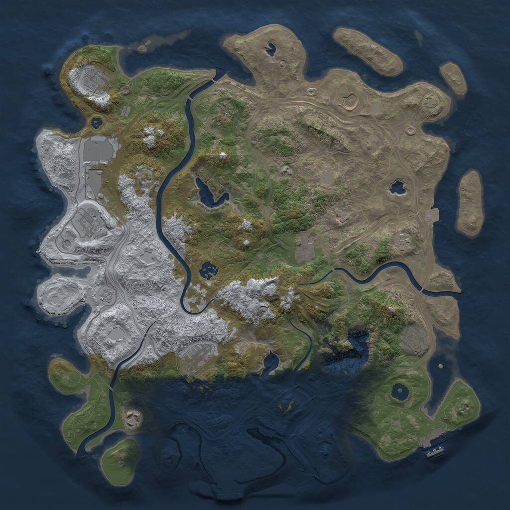 Rust Map: Procedural Map, Size: 4500, Seed: 1953041032, 17 Monuments