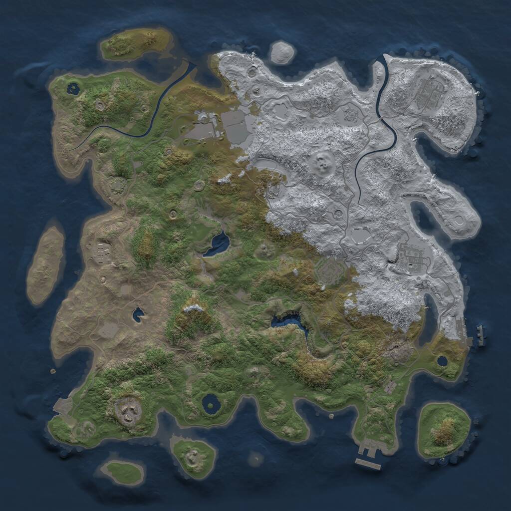Rust Map: Procedural Map, Size: 4000, Seed: 934177897, 13 Monuments