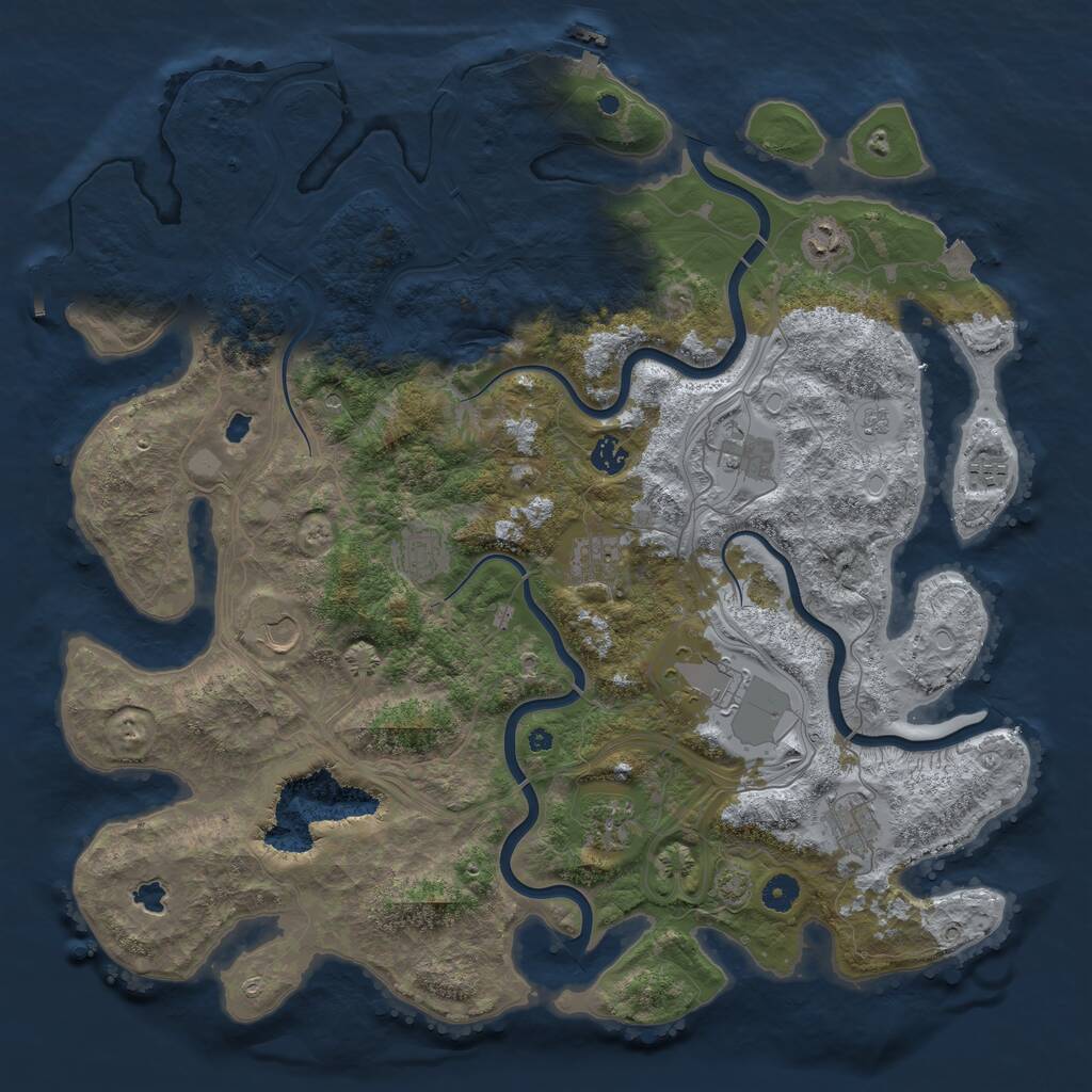 Rust Map: Procedural Map, Size: 4500, Seed: 93591, 16 Monuments