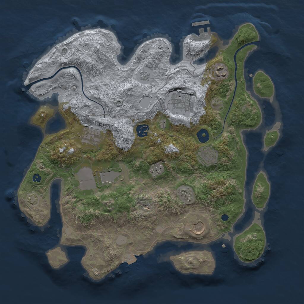 Rust Map: Procedural Map, Size: 3500, Seed: 906537242, 12 Monuments