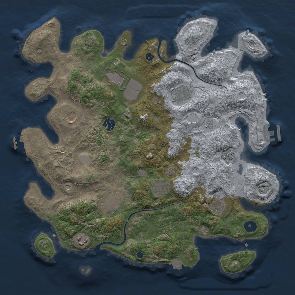 Rust Map: Procedural Map, Size: 3750, Seed: 821798571, 15 Monuments