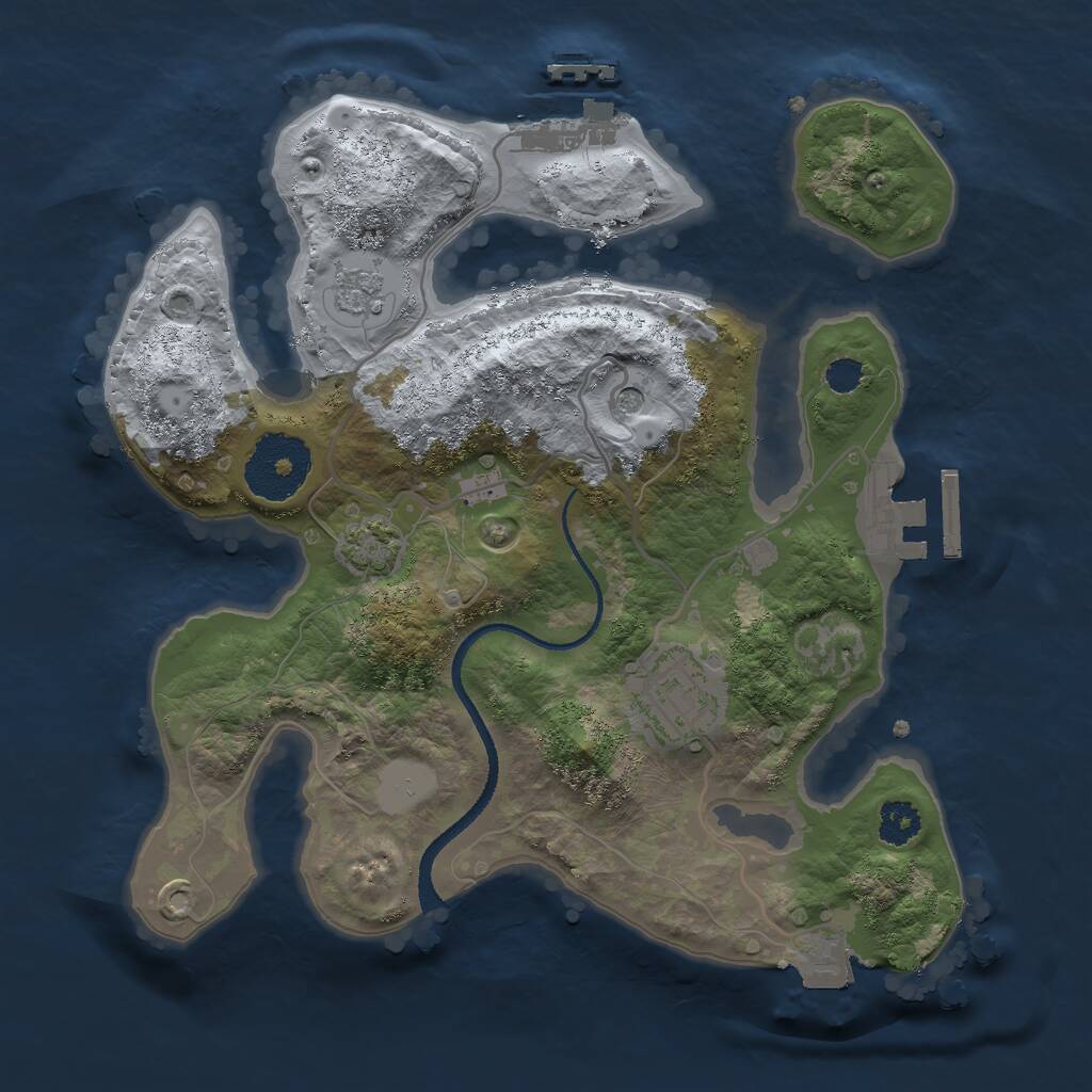 Rust Map: Procedural Map, Size: 2500, Seed: 57980, 7 Monuments
