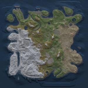Thumbnail Rust Map: Procedural Map, Size: 3500, Seed: 1031283330, 13 Monuments