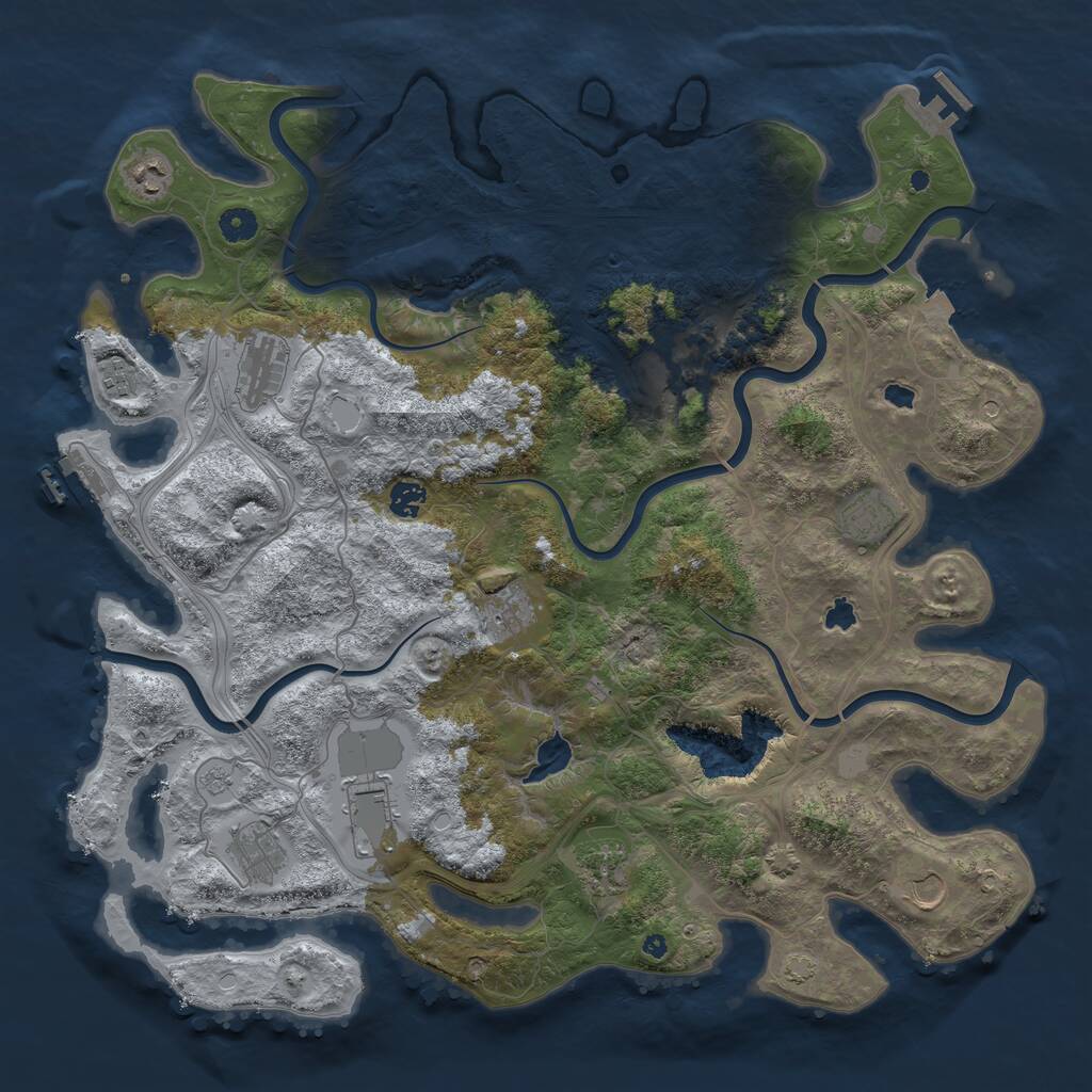 Rust Map: Procedural Map, Size: 4500, Seed: 1923036395, 17 Monuments