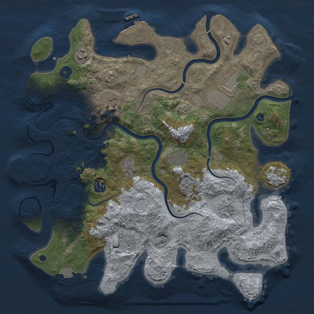 Rust Map: Procedural Map, Size: 3850, Seed: 14711154, 15 Monuments