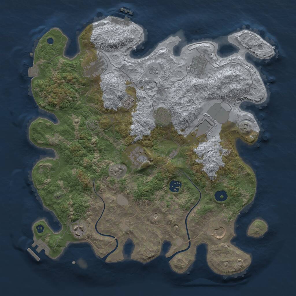 Rust Map: Procedural Map, Size: 3650, Seed: 1427651943, 15 Monuments