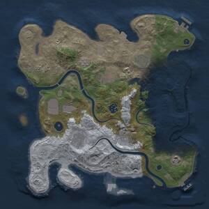 Thumbnail Rust Map: Procedural Map, Size: 3500, Seed: 30483870, 15 Monuments