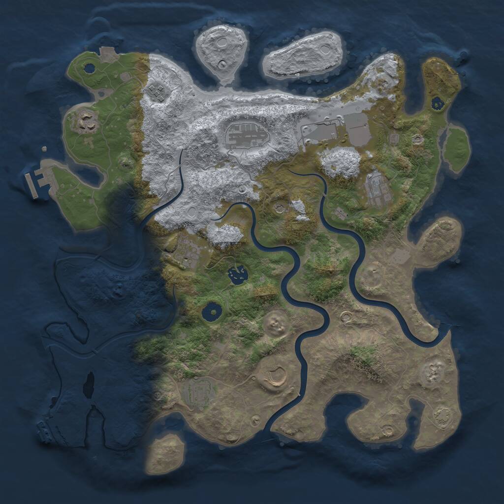 Rust Map: Procedural Map, Size: 3900, Seed: 696669, 14 Monuments