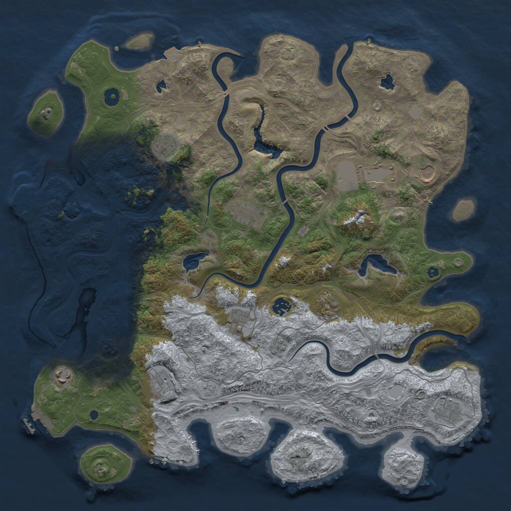 Rust Map: Procedural Map, Size: 4500, Seed: 243984921, 17 Monuments