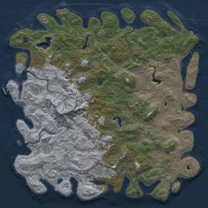 Thumbnail Rust Map: Procedural Map, Size: 6000, Seed: 1215088200, 17 Monuments