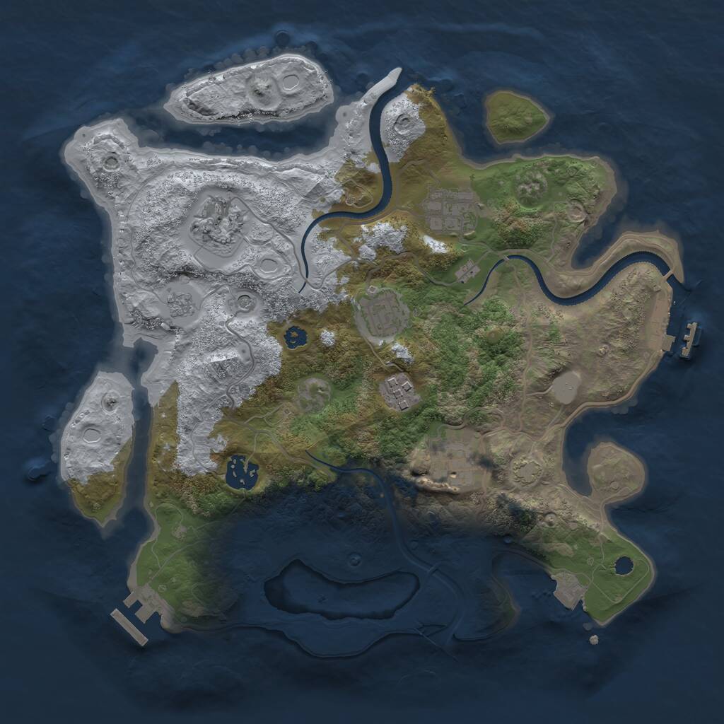 Rust Map: Procedural Map, Size: 3200, Seed: 18340649, 12 Monuments