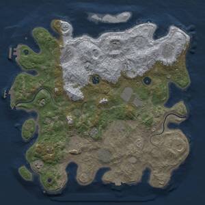Thumbnail Rust Map: Procedural Map, Size: 3957, Seed: 1, 17 Monuments
