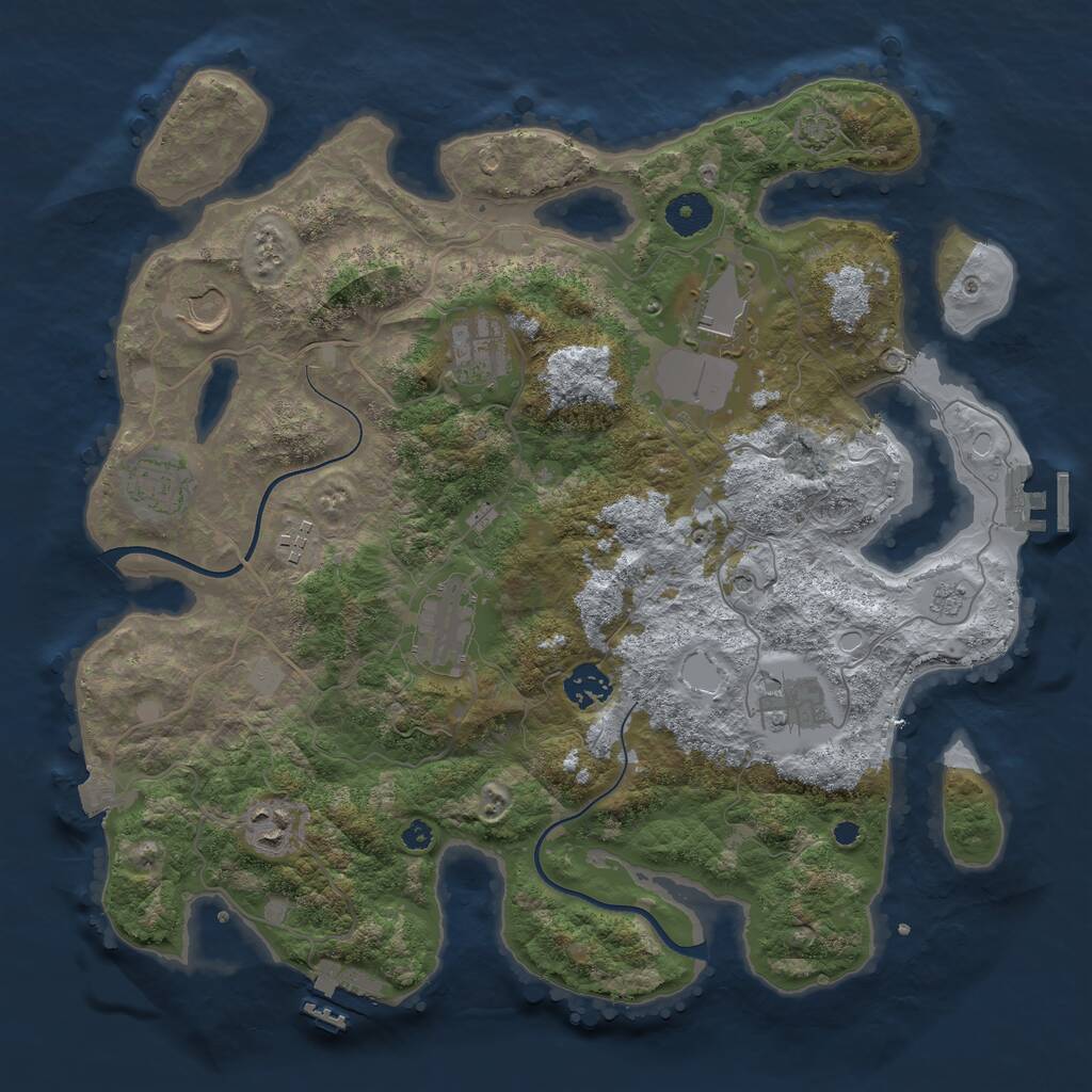 Rust Map: Procedural Map, Size: 3700, Seed: 73376109, 15 Monuments